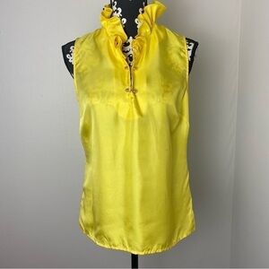 Elizabeth McKay Ruffle Collar Silk Sleeveless Top
